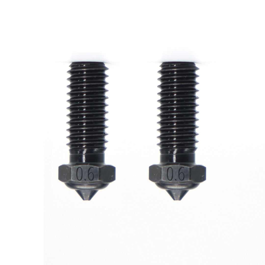 Two 0.6mm Hardened Steel Nozzles for QIDI 3D Printers
