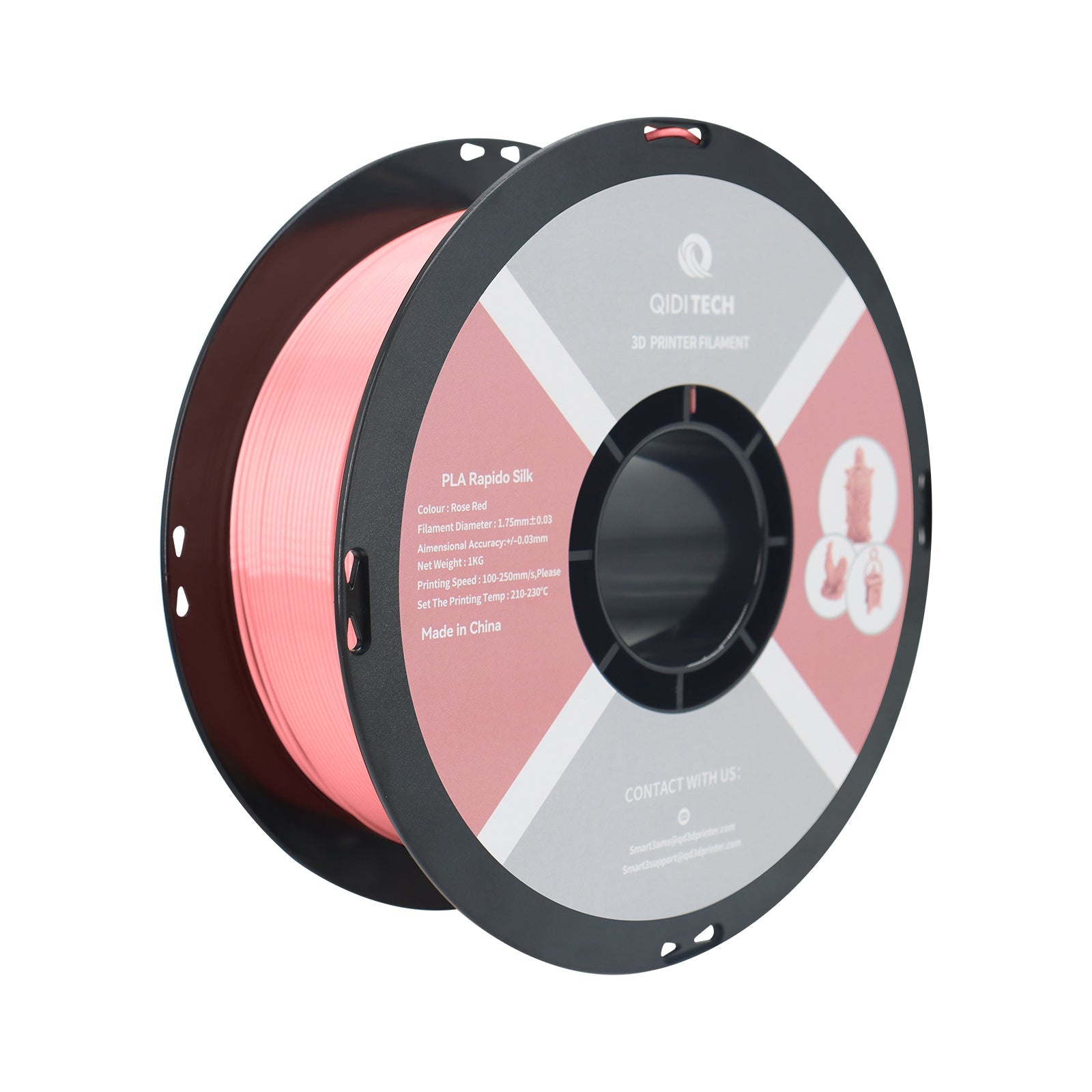 QIDI PLA Rapido Silk Filament - Rose Red